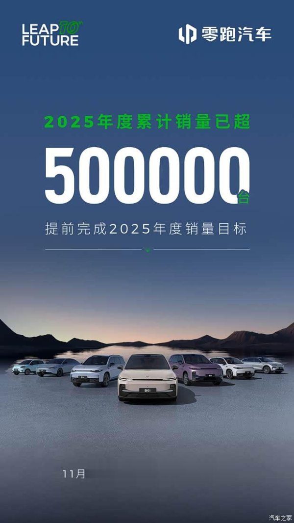 聚赢配资网 零跑2025年销量已达50万辆 提前完成目标! Lafa5将11月27日上市